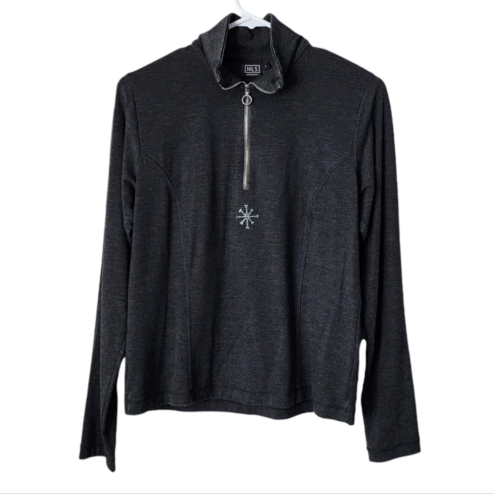 NILS x VINTAGE Y2K 1/4 zip snowflake active top long sleeve‎ in grey L